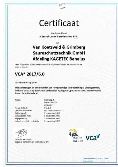 VCA Certificaat gültig bis 11 2025