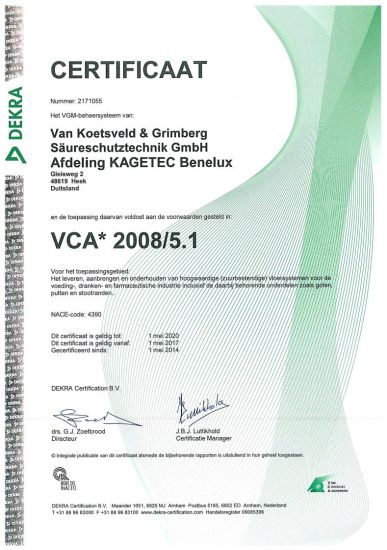 VCA Zertifikat gültig bis 2020